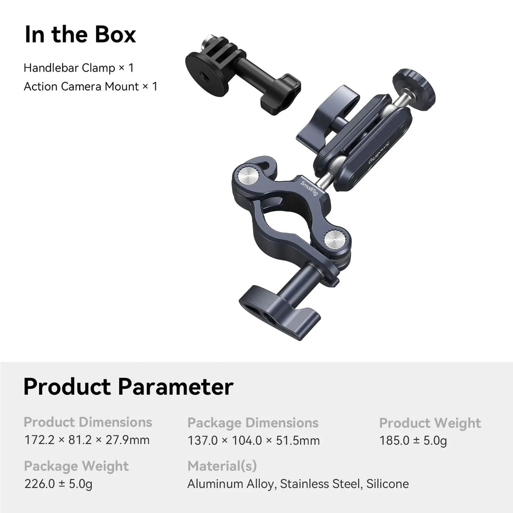 SmallRig Bike Motorcycle Handlebar Mount for Gopro, Pole and Roll Bar Mount for Gopro for Insta360 for DJI Action Cameras -4191