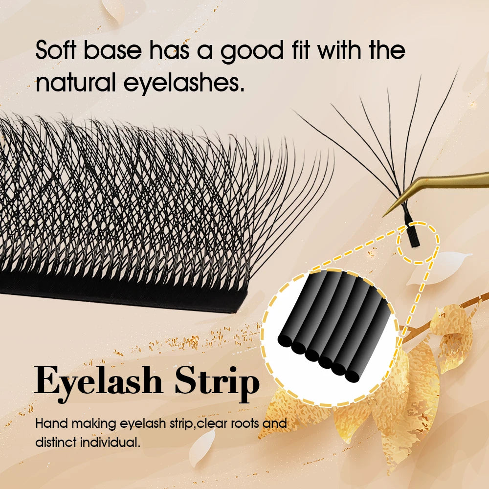 MASSCAKU W Shape Bloom Eyelash Extensions 0.07mm C/D Curl 8-15mm Mix Length 10 Case