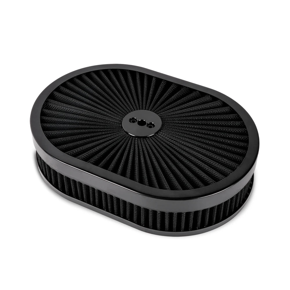 ZSRacing 12"x2" Oval Super Flow Thru Air Cleaner Washable For SBC Chevy Ford Chryler Dodge 5-1/8 Carb Neck OFI131