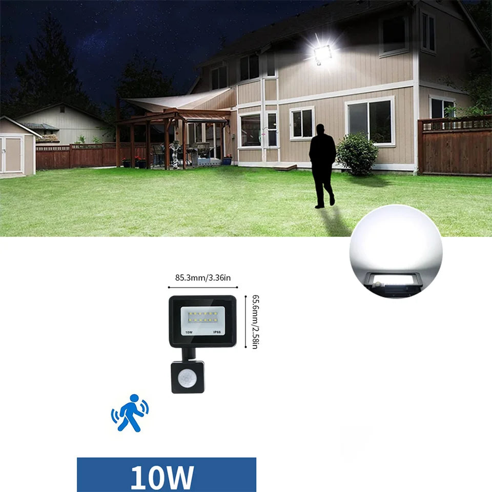 LED Floodlight Motion Sensor AC220V AC110V 10W-300W Waterproof Outdoor Projector Exterior Spotlight Outdoor lamp  Wall Reflector