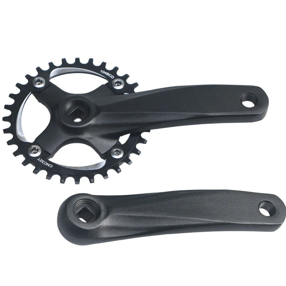 Bicycle crankset square taper single chainring 30T-42T black 152/165/170mm
