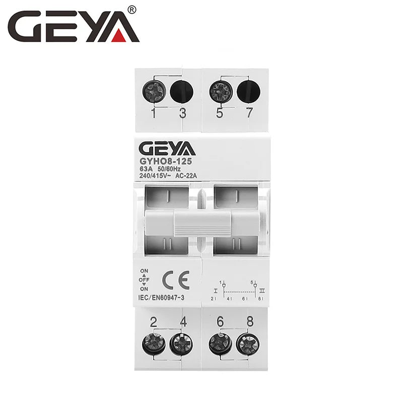 GEYA GYHO8 MTS 63A Dual Power Manual Conversion Isolating Switch Interlock Circuit Breaker AC Isotator 1P 2P 3P 4P