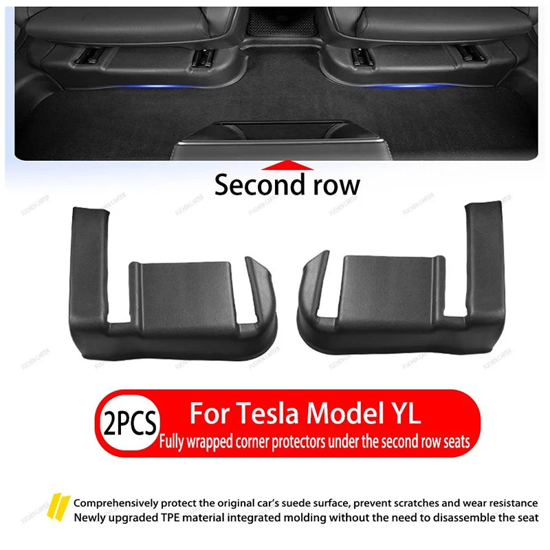For Tesla New Model YL 2026 TPE Under Seat Corner Guard Seat Front Rear Seat Slide Rails Protector Cover Anti-Kick Accessories