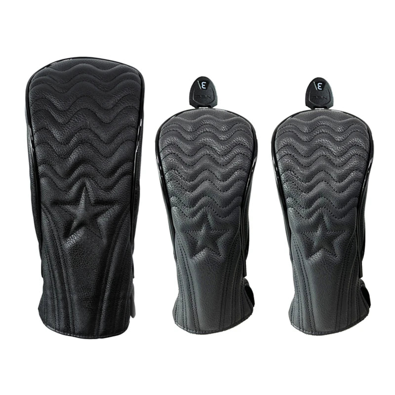 Golf Headcover Golf Wood Cover PU Leather Golf Club Covers For Driver Fairway Hybrid Waterproof Protector Set Golf Accessories