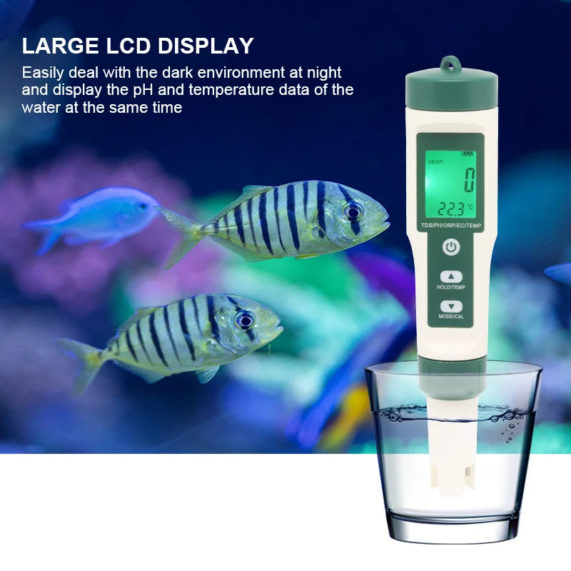 10 in 1 PH/TDS/EC/SALT/TEMP/S.G/ORP/H2/Fertile/Resistivity Water Quality Monitor Tester for Pools, Drinking Water, Aquariums