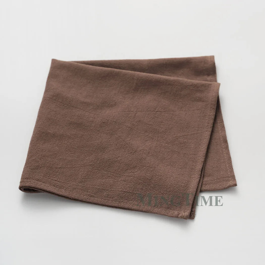 12pcs Napkins 40X40CM Plain Washed Cotton Tea Towel Dining Place Mats Wedding Party Christmas Linen Kitchen Cloths Table Decor
