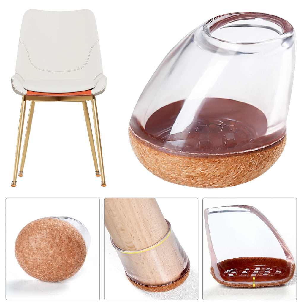 Chair Leg Protectors Foot Cover 15-25° Diagonal Thick Wrap Felt Pads Silicone Furniture Table Feet Protect Hardwood Floors Table