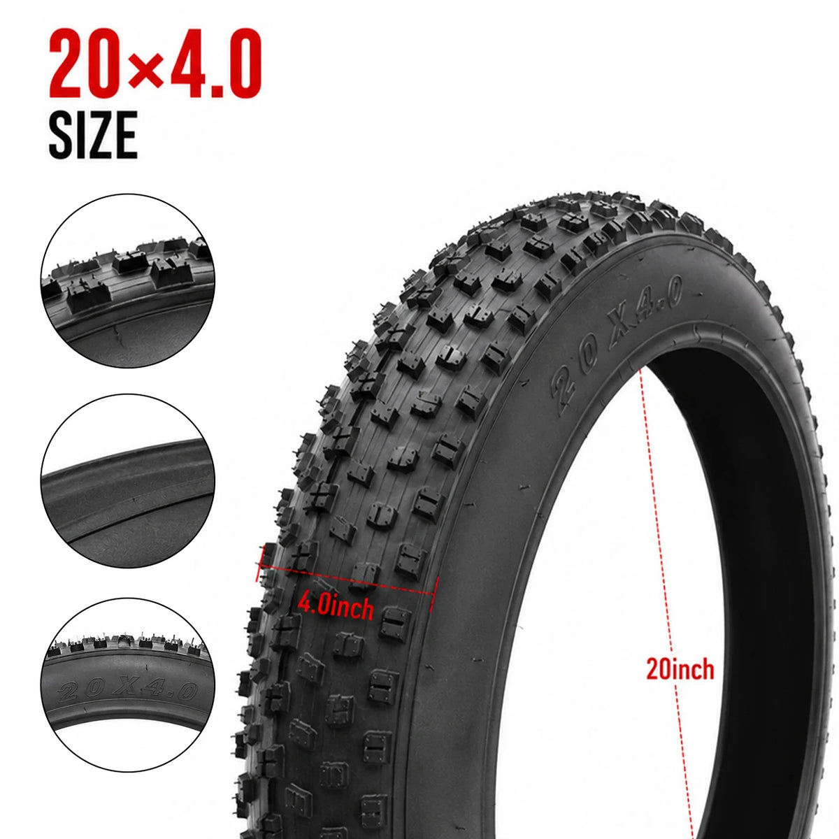 20x4.0 Fat Bike Outer Tire 20 Inch Replacement Tire for Snow Beach Cycling