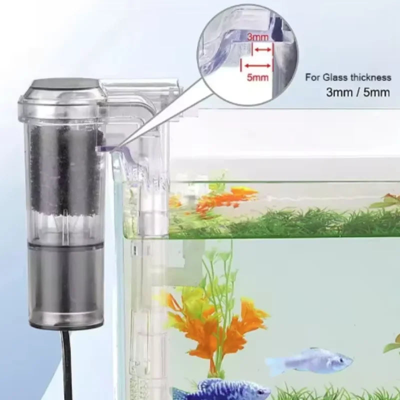 Mini Wall Mounted Aquarium Waterfall Filter USB Small Fish Tank Filtering Equipment with Filter Media And Circulating System