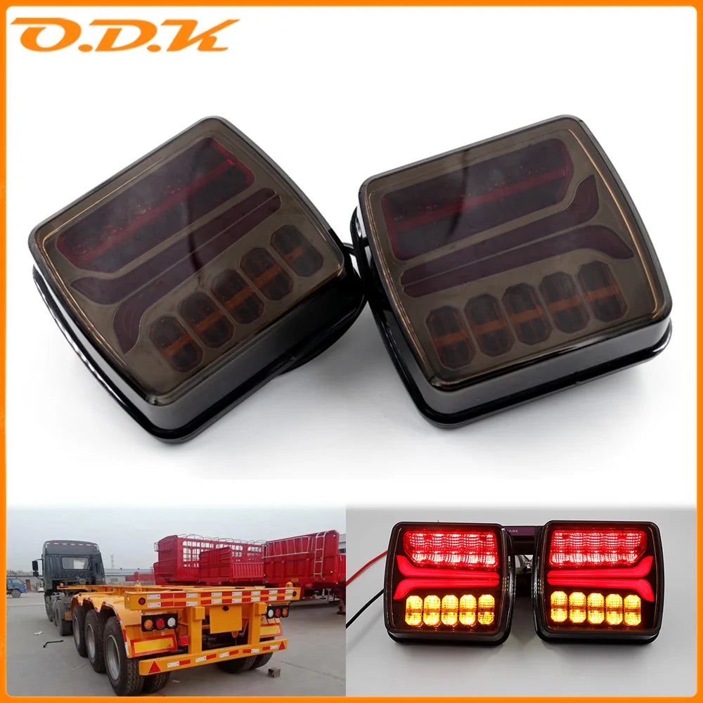 2pcs Waterproof LED Tail Light Rear Turn Signal Rear Fog Indicator License Plate Lamp 12V 24V Car Trailer Truck Boat Lorry Van