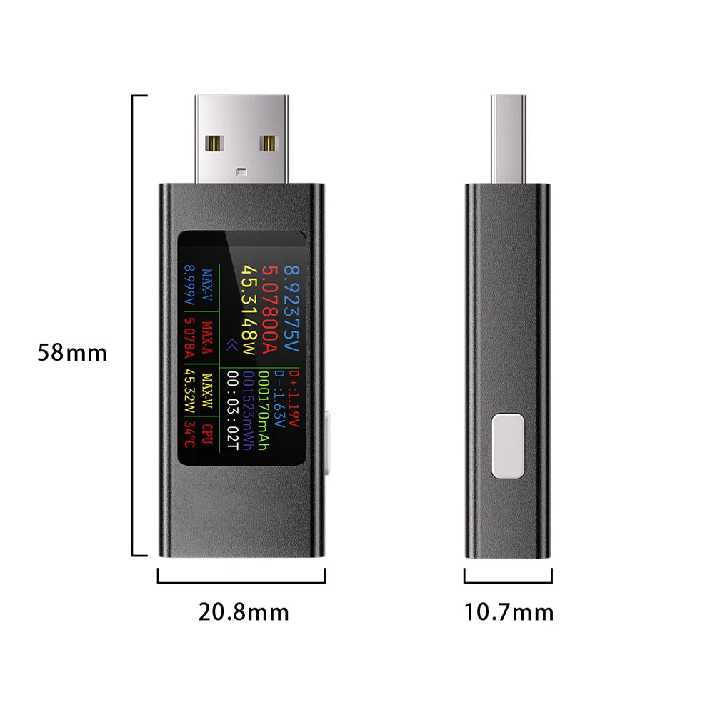 1pc KWS-MX23 USB Ammeter Tester 1.06" IPS Display 4-30V/0-12A Mobile Phone Charging Monitor  Voltage Current Detection