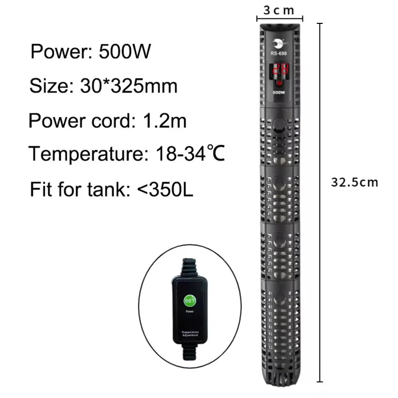 Aquarium Submersible Heater Fish Tank Water Heating Rod Constant Aquarium Thermostat Temperature Control 220V 50-500w EU adapter