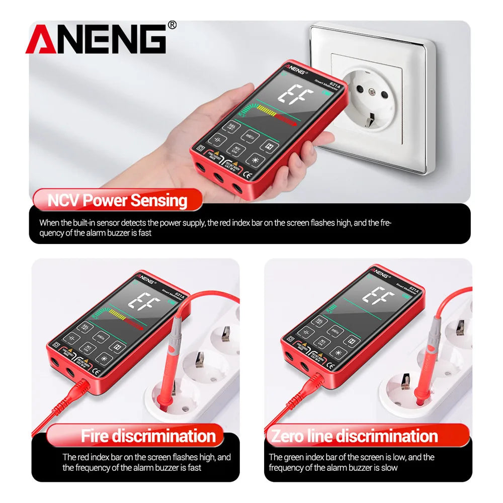 ANENG 621A Touch Screen Digital Multimeter AC/DC Voltage Current Capacitance NCV Diode