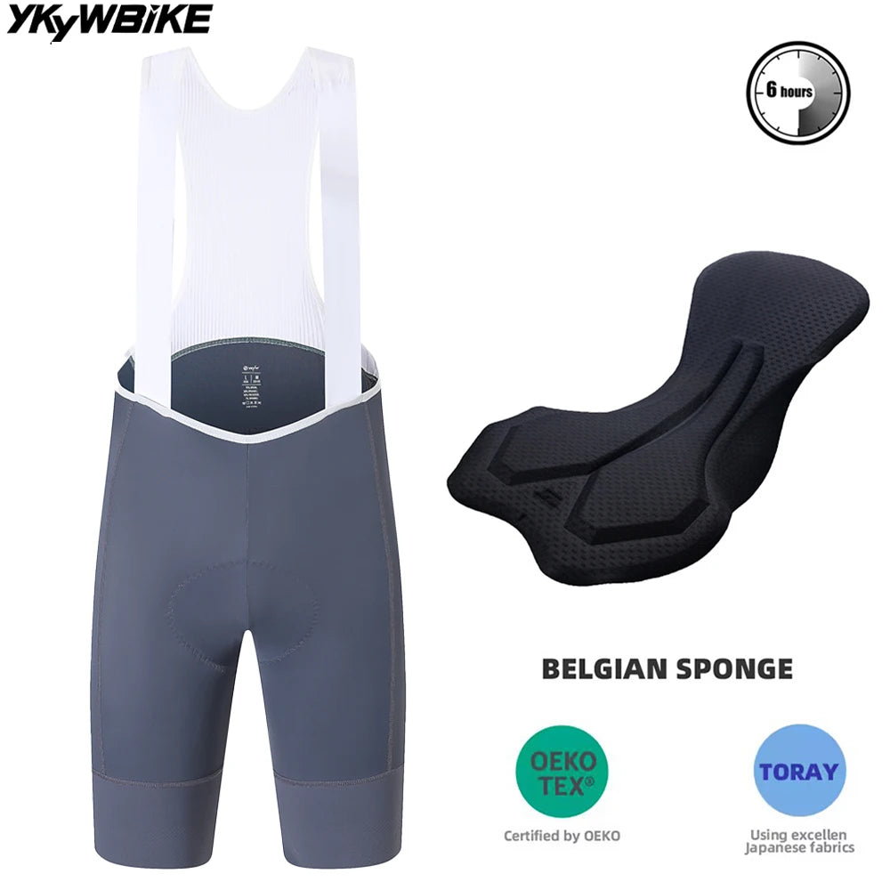 YKYWBIKE Men's Cycling Bib Shorts with Italy MITI Straps Road Bike Bib Pants Belgium and Interface Padded Bicycle Shorts MTB Pro