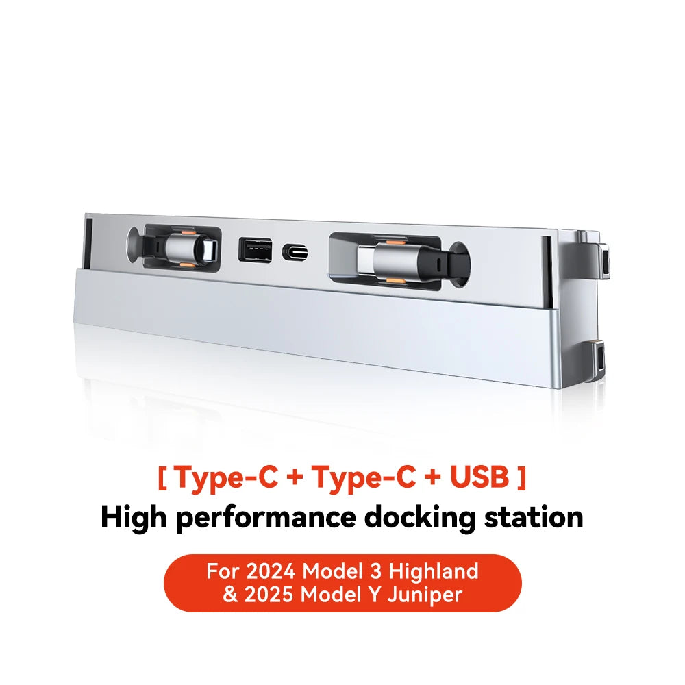 YZ For Tesla Model 3 Highland Model Y Juniper 2026 54W Quick Charger USB Shunt Hub Intelligent Docking Station Car Adapter Power