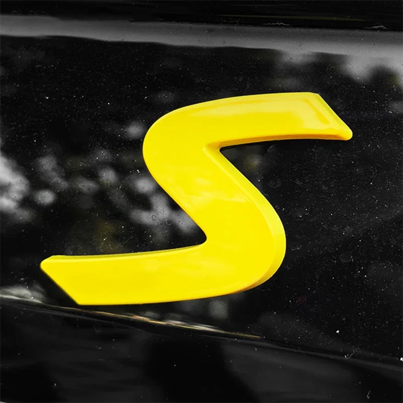 3D ABS S Emblem Letters Car Trunk Badge Decal Stickers for Mini Countryman U25 F65 F66 F67 Cooper S E SE J01 EV J05 Aceman