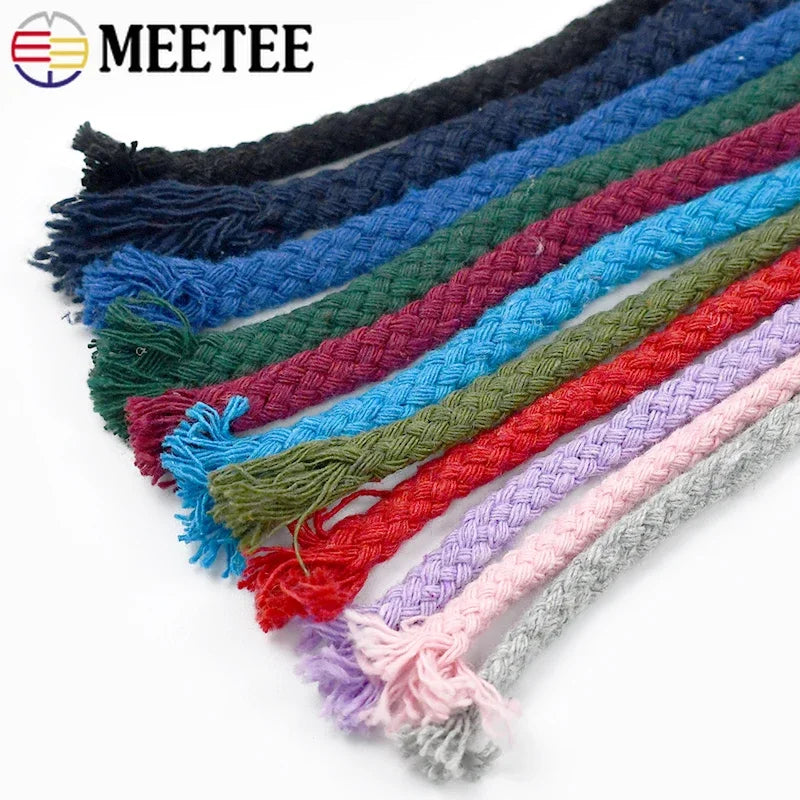 10M 5/7mm Cotton Cord for Sewing Twisted Rope Bag Strap Weave Cords Woven String Home Textile Decoration Ropes Craft Accessories