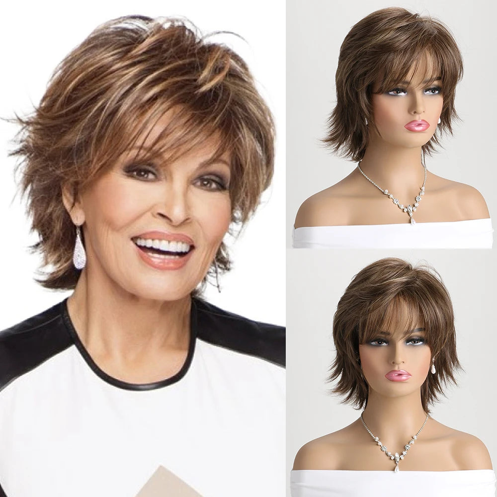 10 Inch Natural Synthetic Wigs for Women Short curly  Wig Daily Party Heat Resistant Hair