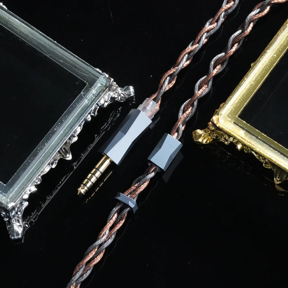 XINHS Y13 4-core Black Brown Graphene Ancient River Copper Hybrid Headphone Upgrade Cable,0.78 2pin/HD650/IE900/KZ-QDC/MMCX IEM