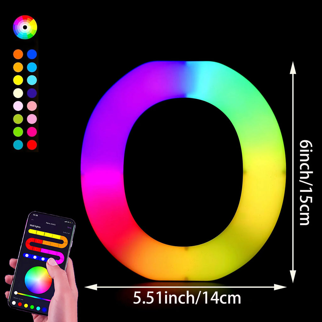 1PC Smart LED Letter Light - DIY RGB Marquee App Control Music Sync Indoor Sign Game Holiday Party Wedding Graduation Season A-Z