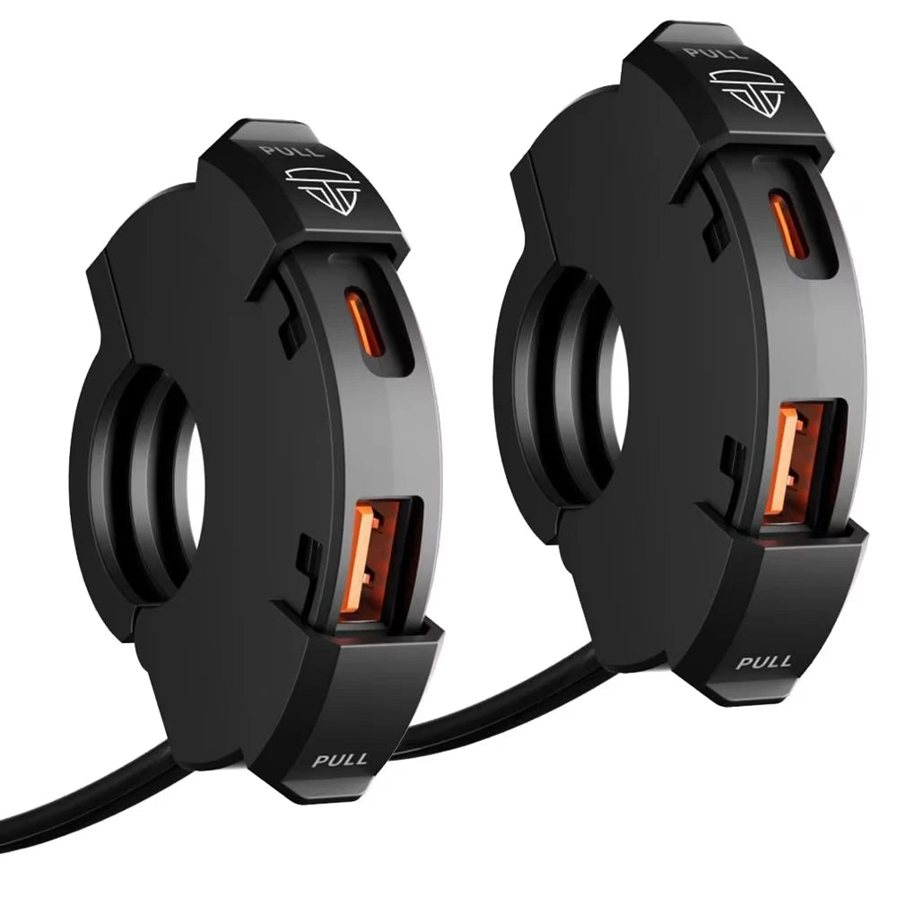 Extractme Motorcycle USB Phone Charger 30W PD QC3.0 Dual Port USB-C Waterproof 2pcs