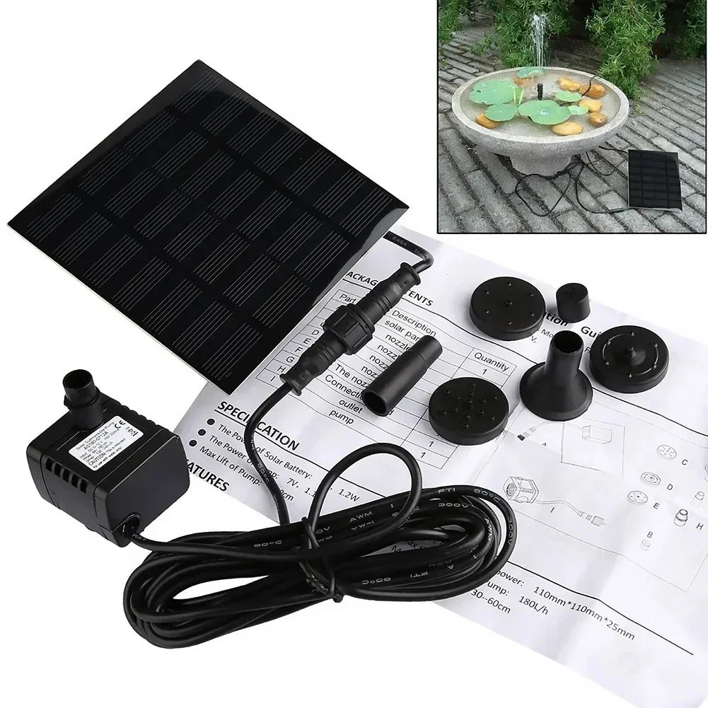 11/15.5cm Solar - Charged Water Fountain Pumps with Panels: 8 - Nozzle Outdoor Watering Equipment Garden Decoration Sets