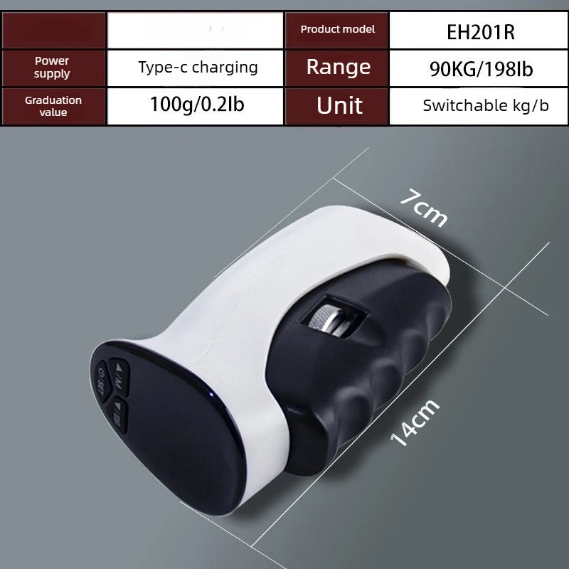 Digital Hand Dynamometer Grip Strength Meter with LED Display, Auto Capture, White