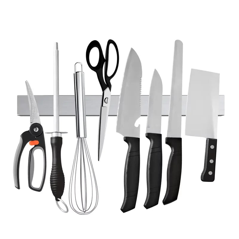 LMETJMA Professional Magnetic Knife Strip Stainless Steel Magnetic Knife Holder Rack Kitchen Knife Bar 30 40 50 cm JT333