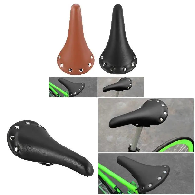 Vintage Waterproof Bike Saddle Cover Leather Seat Cover for Road Bicycle, Brown/Black