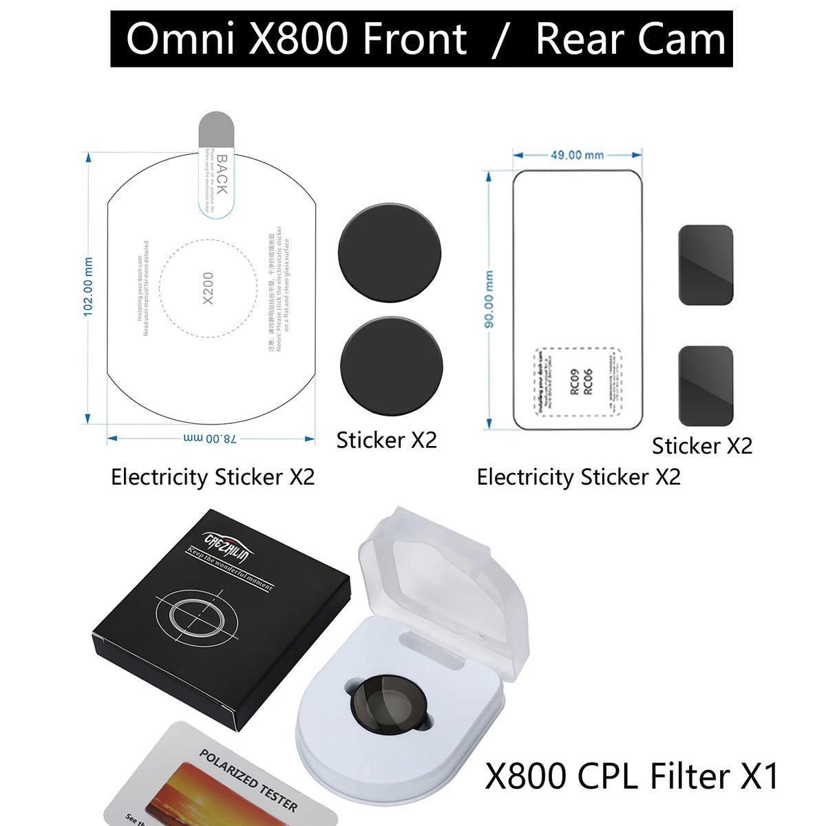 for 70mai Dash Cam 4K Omni X800 CPL Filter HD Lens Dust Protection Anti Glare CPL Filter