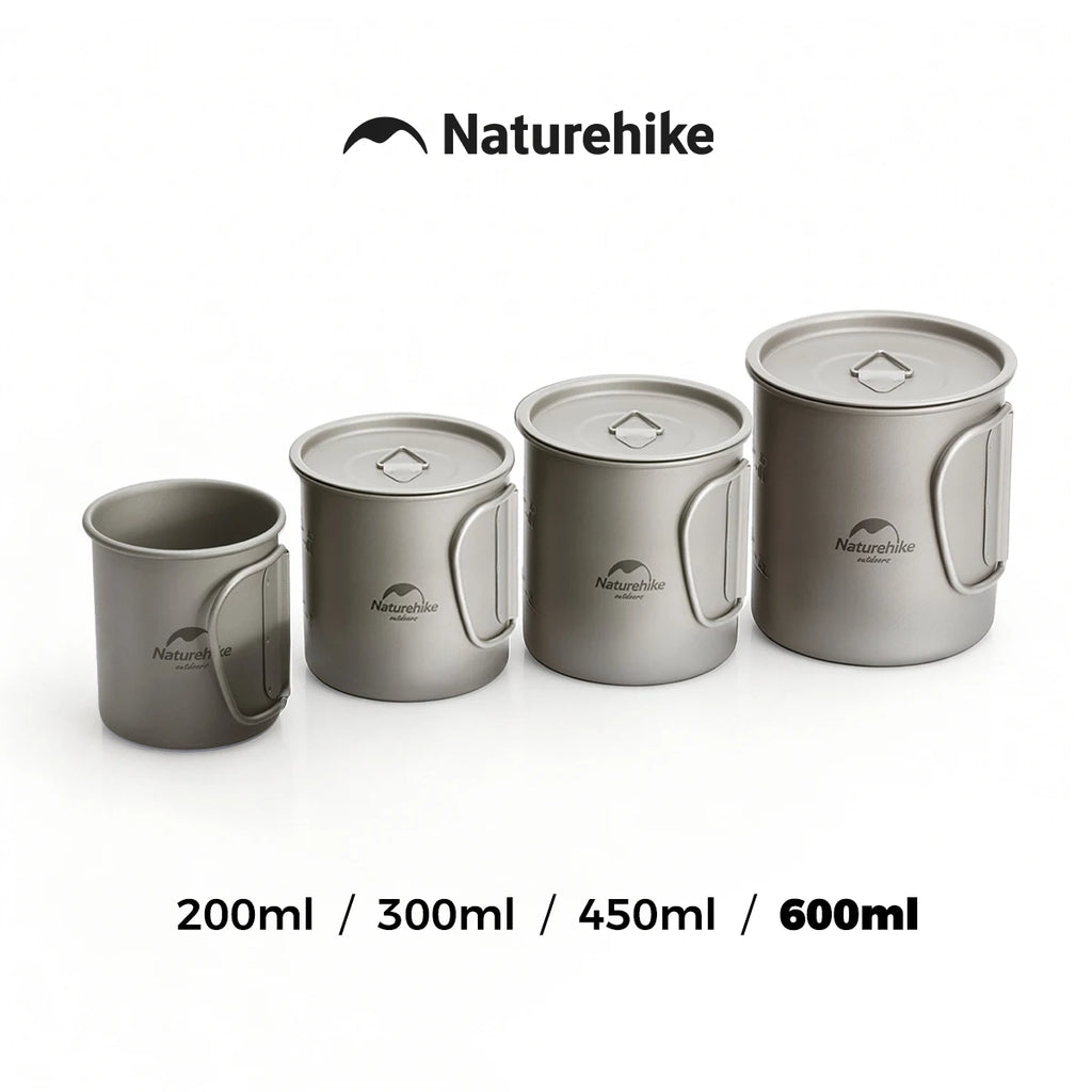 Naturehike Outdoor Titanium Cup Lightweight Portable Tea Coffee Cup Folding Handle Camping Water Mug for Hiking Travelling