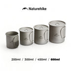 Naturehike Outdoor Titanium Cup Lightweight Portable Tea Coffee Cup Folding Handle Camping Water Mug for Hiking Travelling
