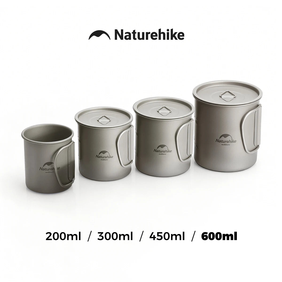 Naturehike Outdoor Titanium Cup Lightweight Portable Tea Coffee Cup Folding Handle Camping Water Mug for Hiking Travelling