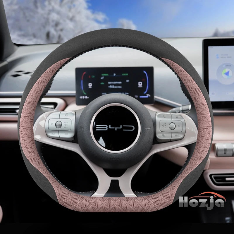 Leather Car Steering Wheel Cover for BYD Dolphin Mini Song Plus Pro Seagull King Yuan Up Sealion 7 Qin Plus 2026 Accessories