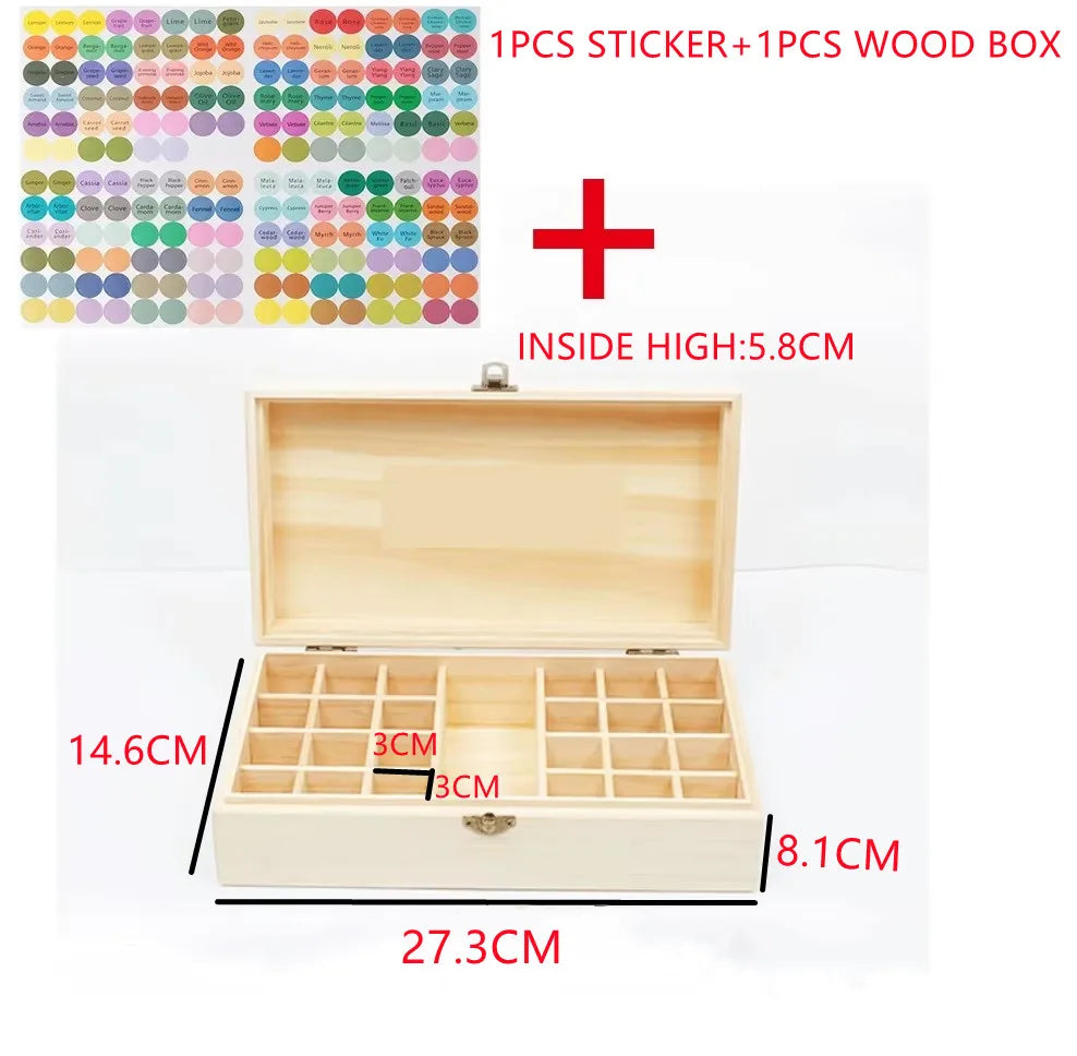 Essential Oil Storage Wooden Box 25 Compartment Storage Box 15ML 24+1 Compartment Essential Oil Display Box