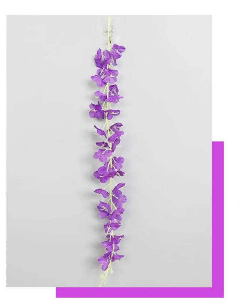 30pcs Artificial Elegant Simulated Wisteria Vine Purple Hanging Flowers for Wedding Party Archways Ceiling Table and Wall