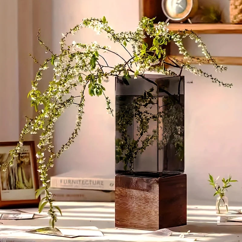 Acrylic Vase with Base, Nordic Style Clear Flower Vase for Table Centerpiece, 1pc
