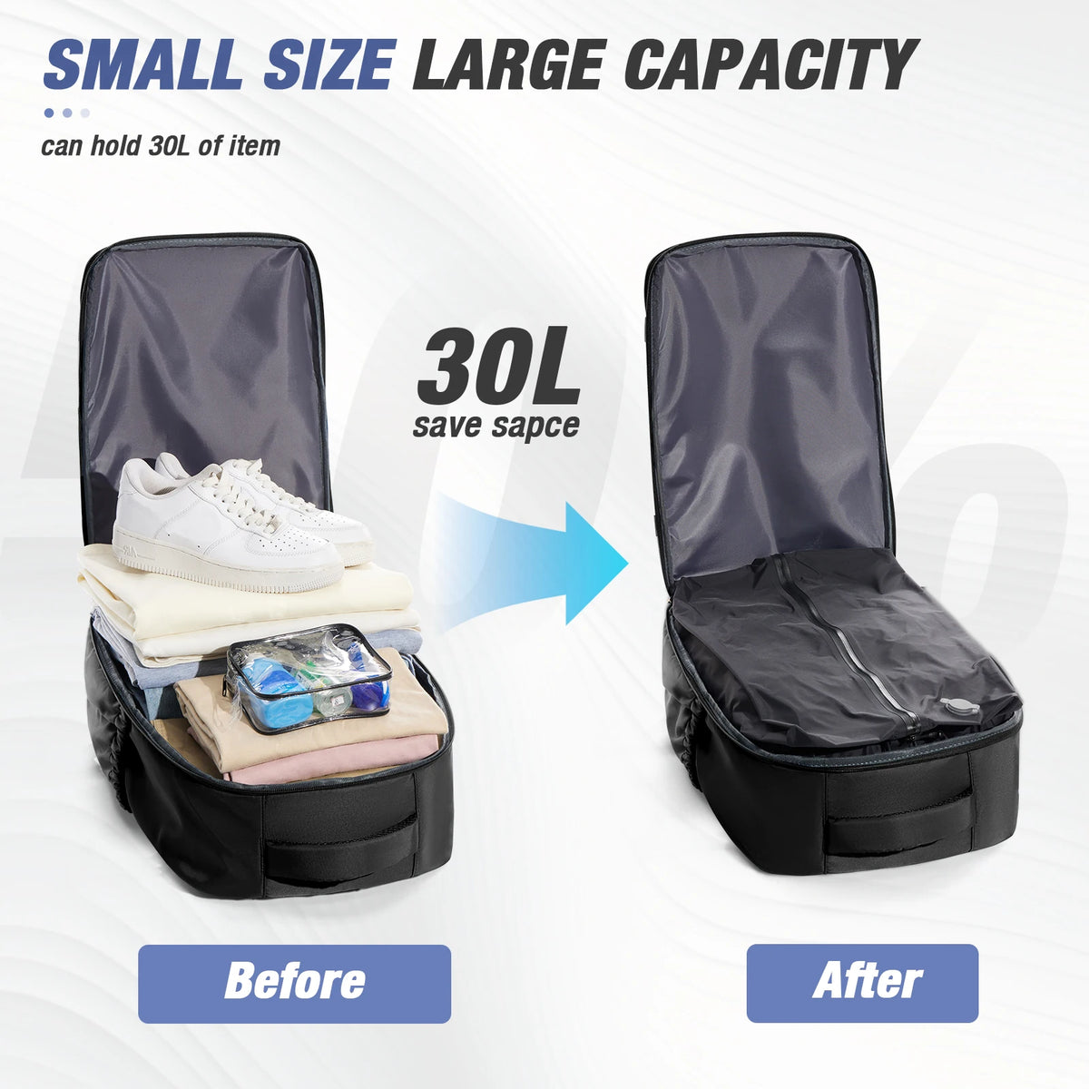 Men Vacuum Compression Backpack 15.6in Laptop Backpack Expand Hiking Vacuum Travel Backpack, Ryanair Backpack 40x30x20 Cabin Bag