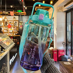 1.5/2 liter Water Bottle Portable Plastic Sports Bottle With Straw Strap Large Tumbler Gym Travel Juice Drinking Bottle BPA Free