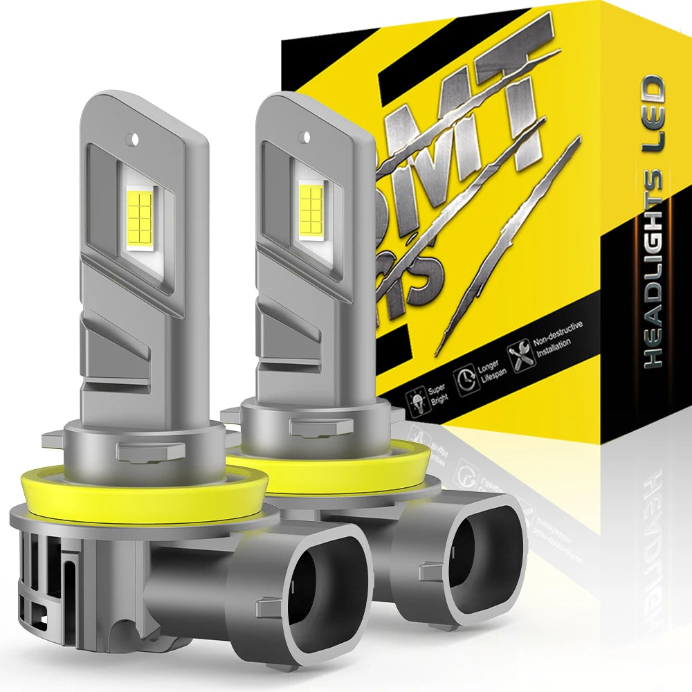 BMTxms H7 LED Headlight Bulbs 2pc 6500K White 80W 20000lm Canbus Fan
