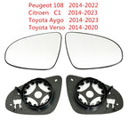 Side Mirror Glass For Peugeot 108 2014-2022 Citroen C1 Toyota Aygo 2014-2023 Verso 2014-2020 With Heating Rearview Mirror Lens