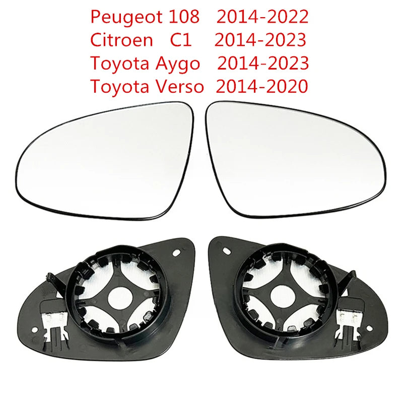 Side Mirror Glass For Peugeot 108 2014-2022 Citroen C1 Toyota Aygo 2014-2023 Verso 2014-2020 With Heating Rearview Mirror Lens