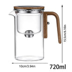 Glass Tea Pot Kettle Infuser 520ML/720ML Teapot Water Separation Inner Magnet One Click Magnetic Switches Tea Filtration Cup Set