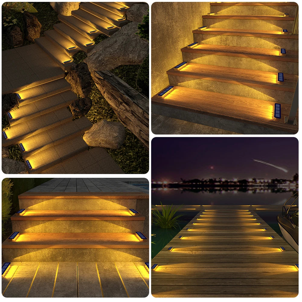 Solar LED Step Lamp Stair Lights Outdoor IP68 Waterproof Solar Light With Lens Anti-theft Design Decor Lighting For Garden Deck