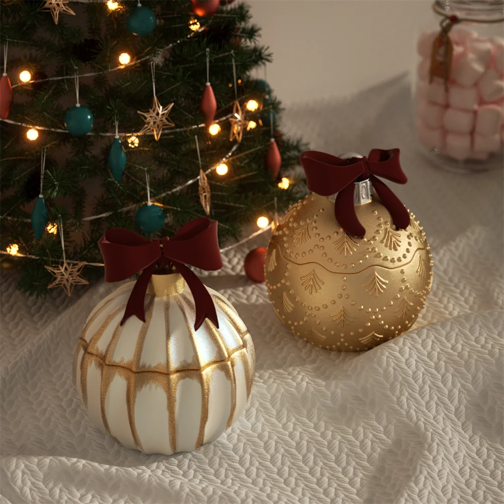 Christmas Bauble Candle Jar Silicone Mold, Reusable for Concrete Jesmonite Cement, Large/Small