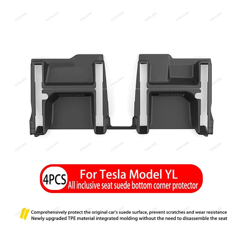 For Tesla New Model YL 2026 TPE Under Seat Corner Guard Seat Front Rear Seat Slide Rails Protector Cover Anti-Kick Accessories