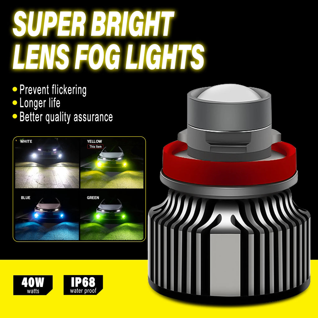2Pcs  LED H11 9005 9006 HB3 HB4 H8 Headlight Bulbs Projector Lens Light For Car Driving Fog Lamps 6500K 3000K 8000K 12V 24V