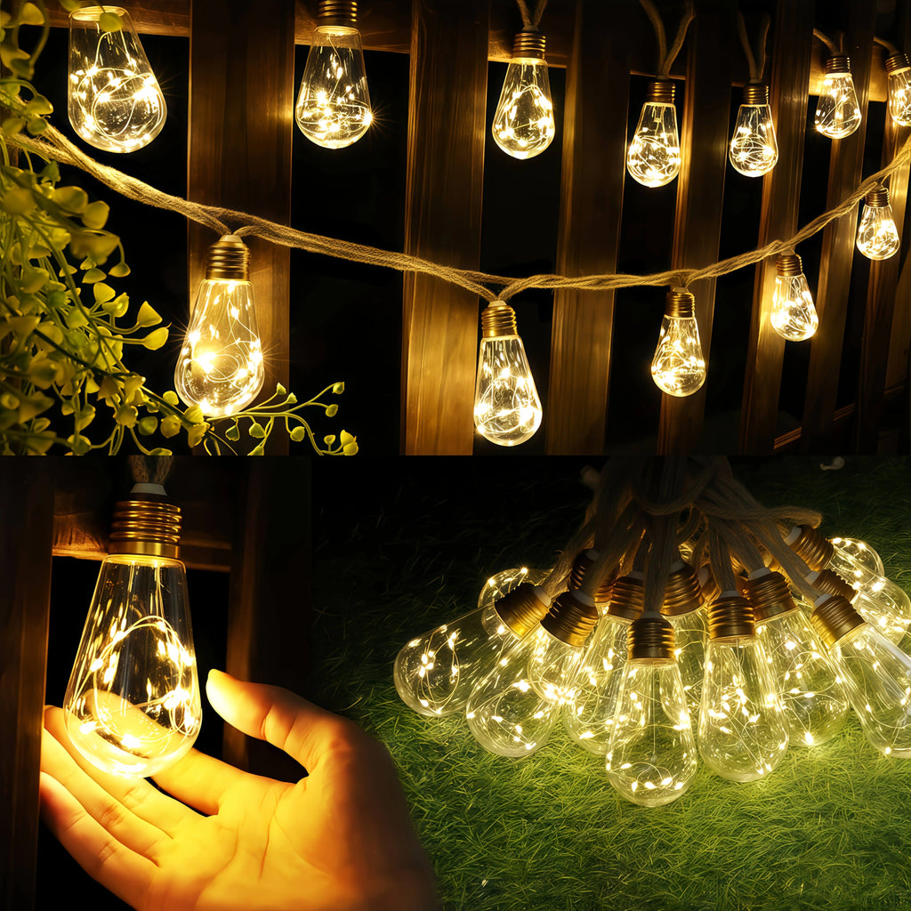 15/10 Bulbs Solar Outdoor String Lights, Fairy String Lights, 8 Modes Courtyards Gardens, Parties, Camping Christmas Decorations