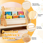 2-Tier Montessori Baby Bookshelf Double-Sided Wooden Book Rack Storage, 1pc