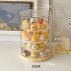 Rotating Display Cabinet for Figures Acrylic Transparent Mini Figure Display Case Stackable Organizer for Collectibles Blind Box